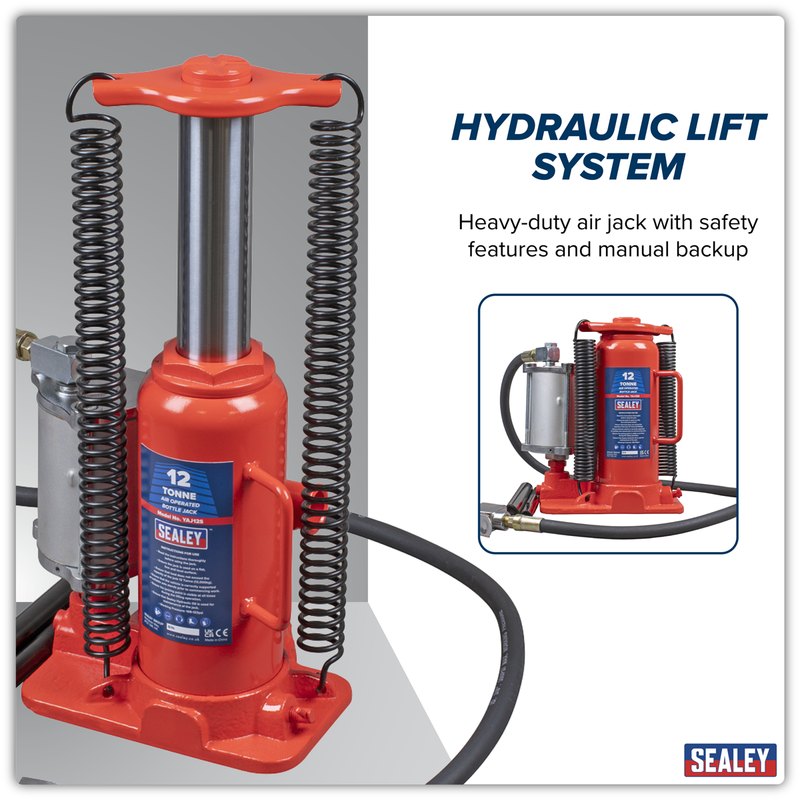 Sealey Air Operated Hydraulic Bottle Jack 12 Tonne 510mm