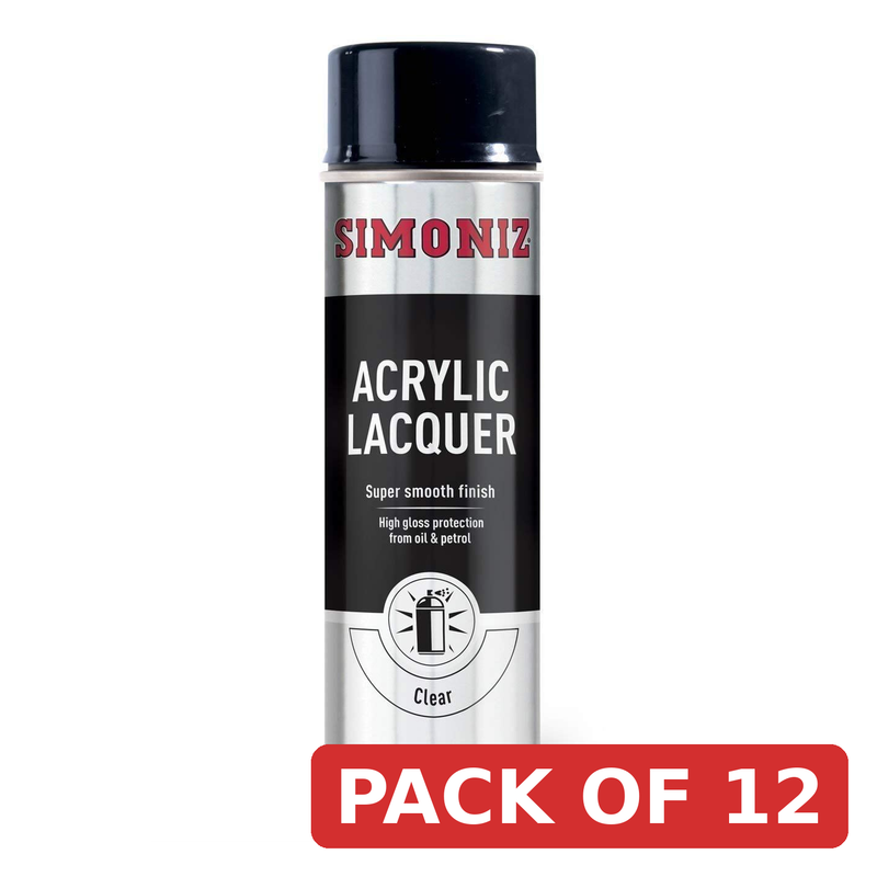 Simoniz Clear Acrylic Lacquer Spray Paint 500ml - High Gloss Finish