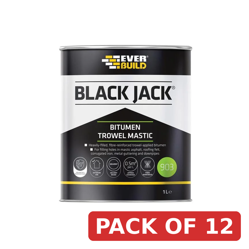 Everbuild Sika Black Jack® 903 Bitumen Trowel Mastic 1 litre - 852672