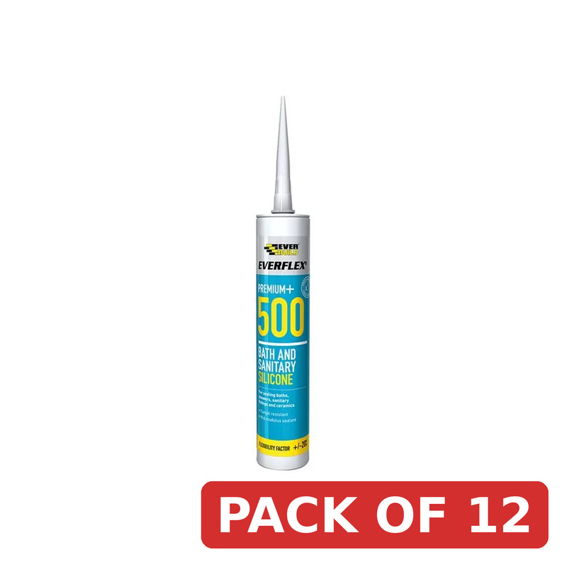 Everbuild Sika 500 Bath & Sanitary Silicone Sealant Ivory 290ml - 484839
