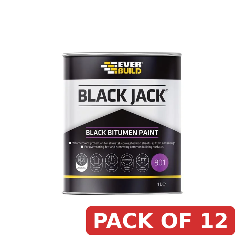 Everbuild Sika Black Jack® 901 Black Bitumen Paint 1 litre - 852657 lifting