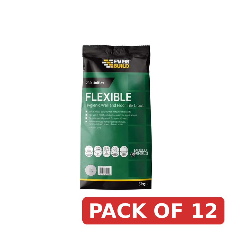 Everbuild Sika 730 Uniflex Hygienic Tile Grout Grey 5kg - 486465