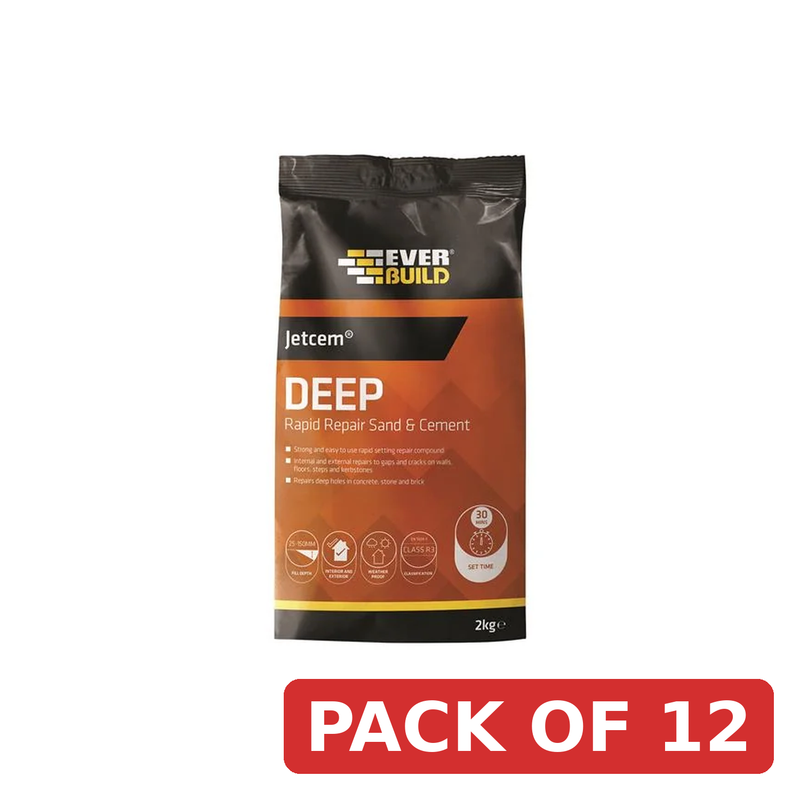 Everbuild Sika Jetcem Premix Sand & Cement Grey 12kg (2 x 6kg Packs)