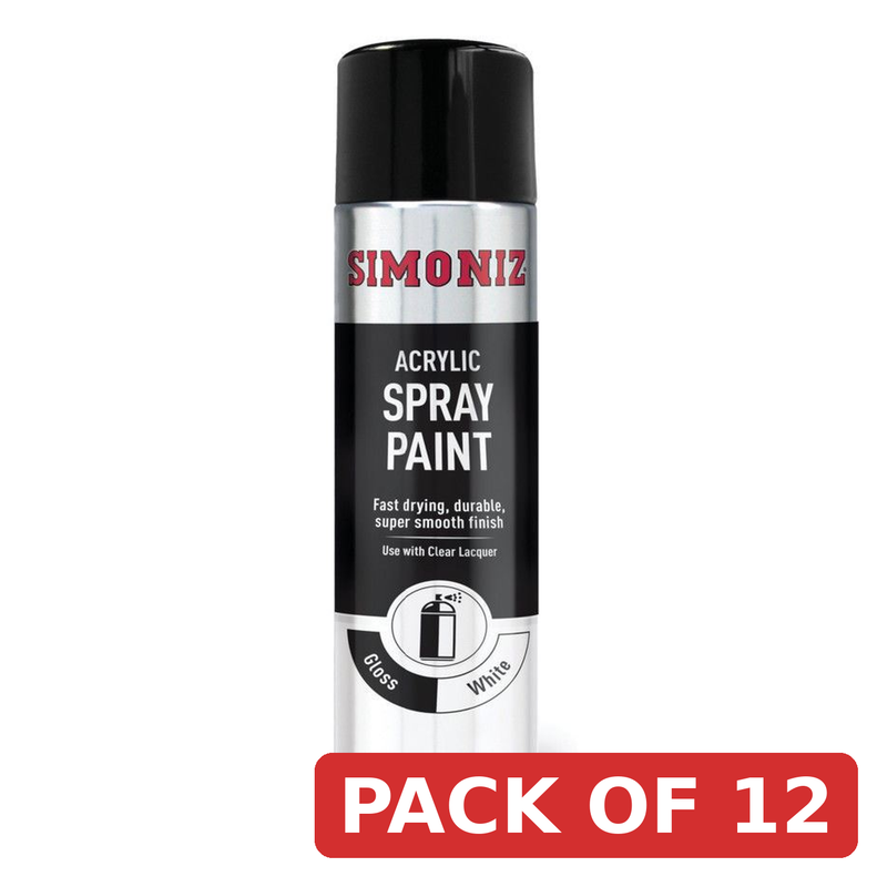 Simoniz Large Gloss White Acrylic Aerosol Spray Paint 500ml
