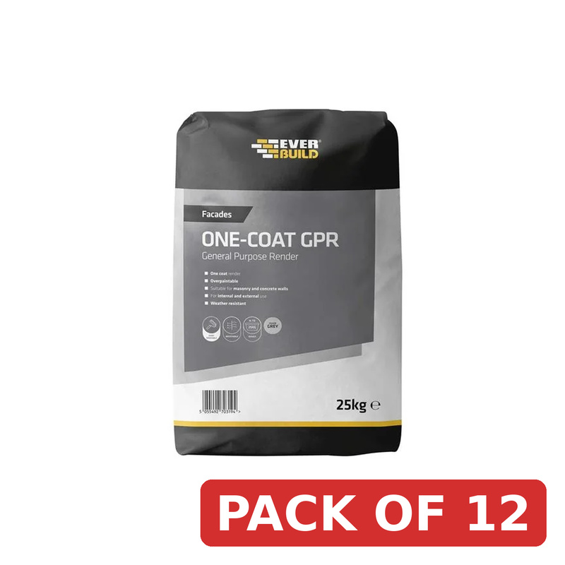 Everbuild Sika One-Coat General Purpose Render Grey 25kg - 636028