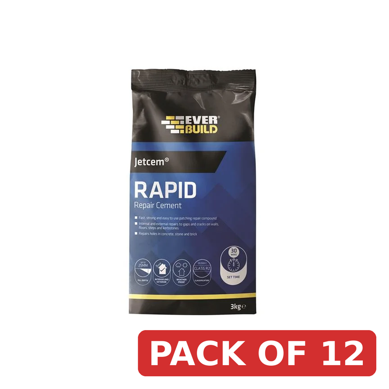 Everbuild Sika Jetcem Rapid Set Cement 12kg (4 x 3kg Packs) - 620460 kit
