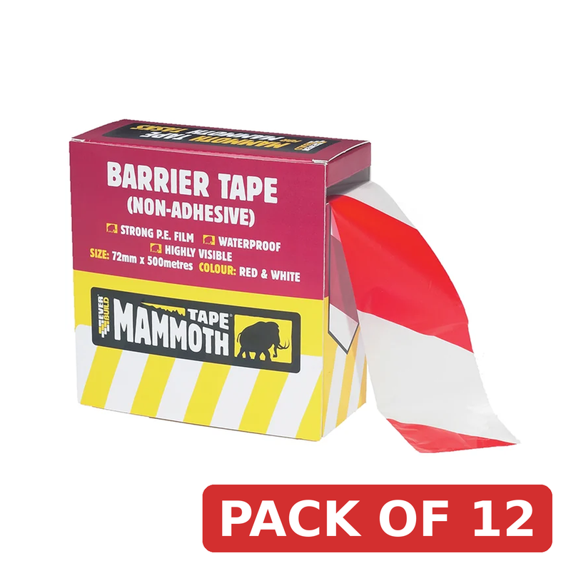 Everbuild Sika Mammoth Barrier Tape Red/White 72mm x 500m - 482932