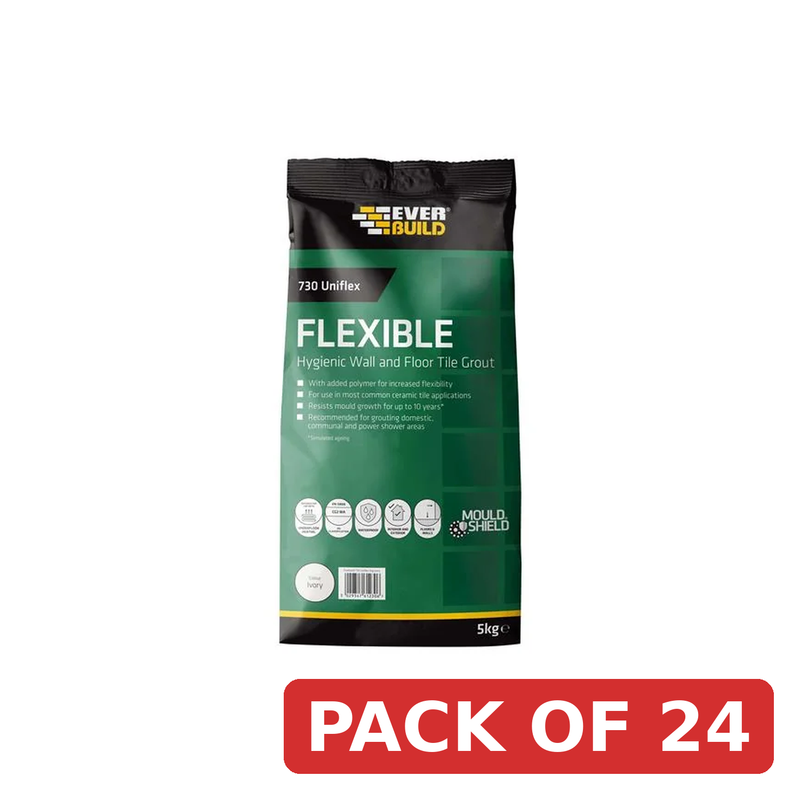 Everbuild Sika 730 Uniflex Hygienic Tile Grout Ivory 5kg - 486466