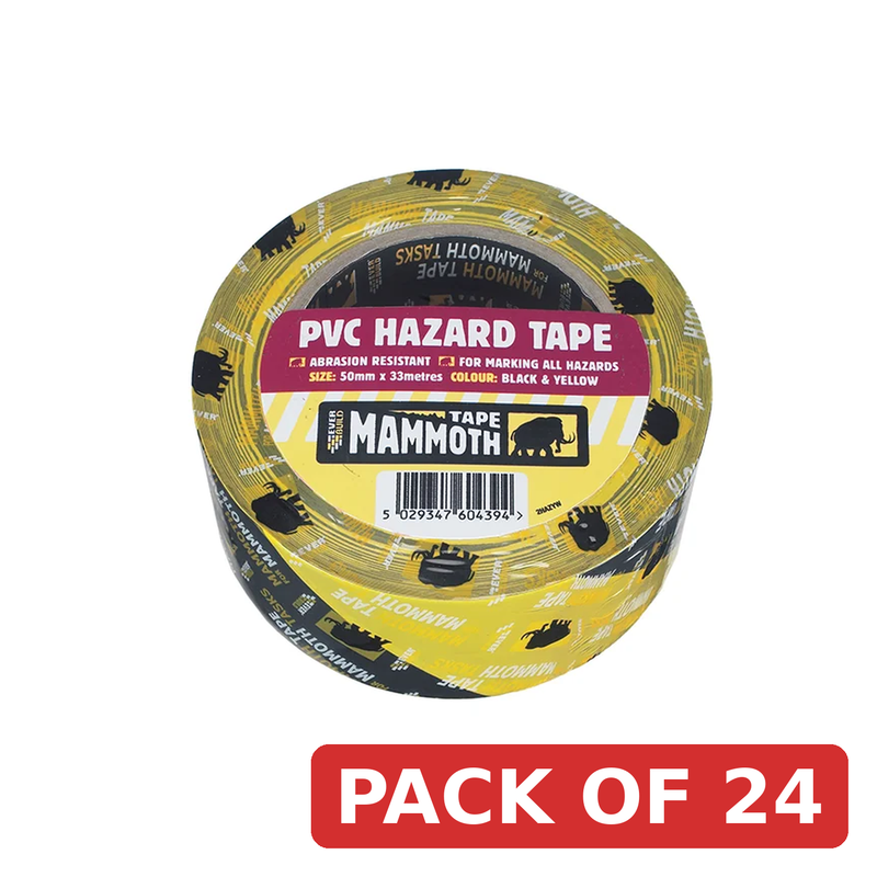 Everbuild Sika Mammoth Hazard Tape Black/Yellow 50mm x 33m - 488639