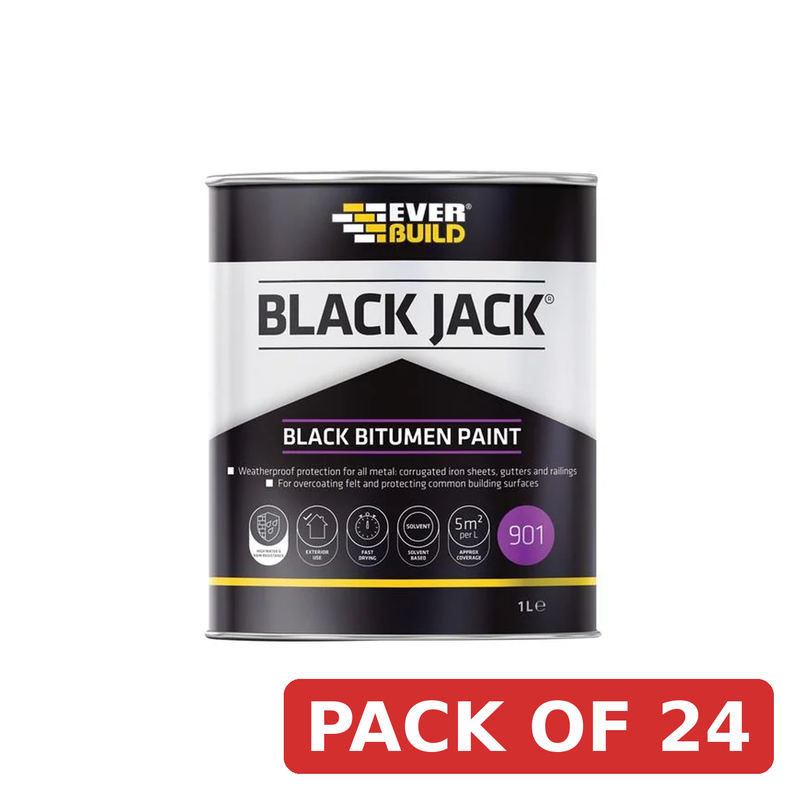 Everbuild Sika Black Jack® 901 Black Bitumen Paint 1 litre - 852657 lifting