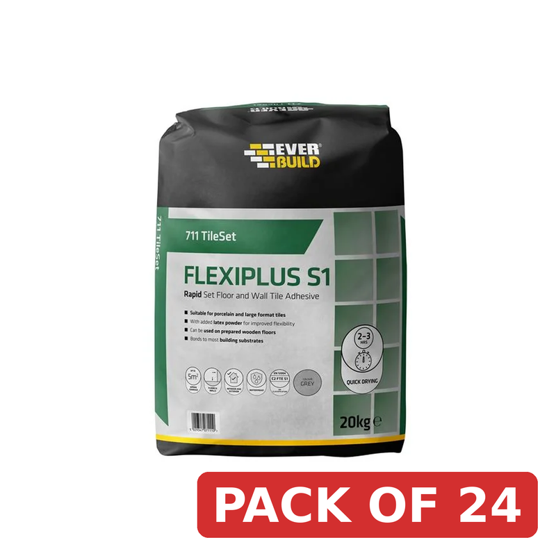 Everbuild Sika 711 TileSet Flexiplus Tile Adhesive White 20kg - 695062