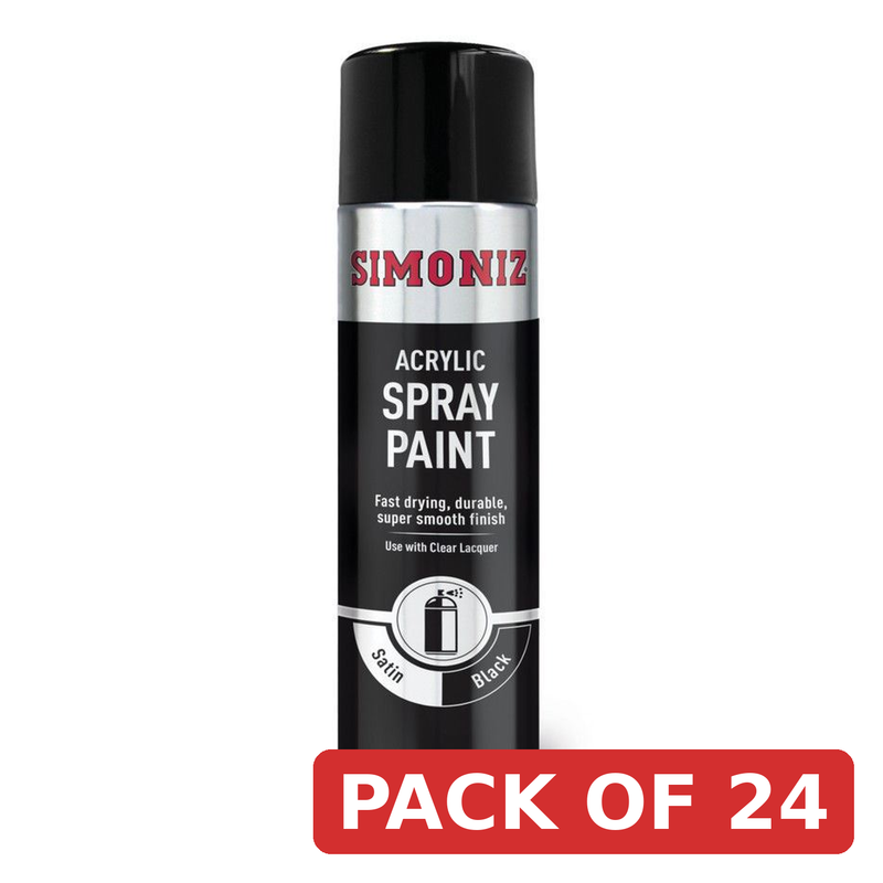 Simoniz Large Satin Black Acrylic Aerosol Spray Paint 500ml