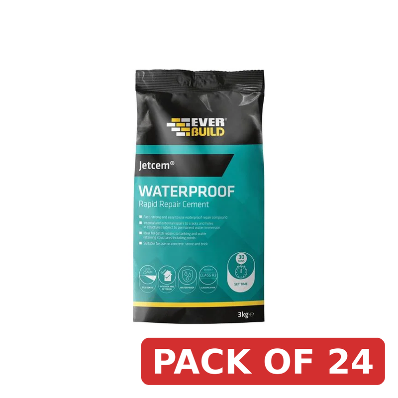 Everbuild Sika 4pc Jetcem Waterproofing Rapid Set Cement (Single 3kg Pack) kit