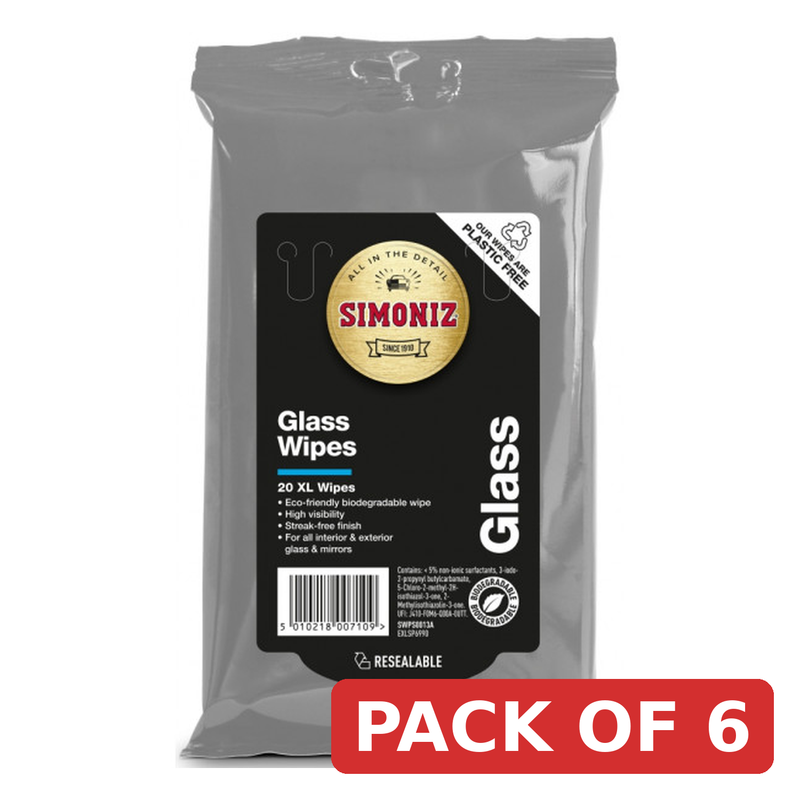 Simoniz Car Glass Wipes - Pack of 20, Eco-Friendly