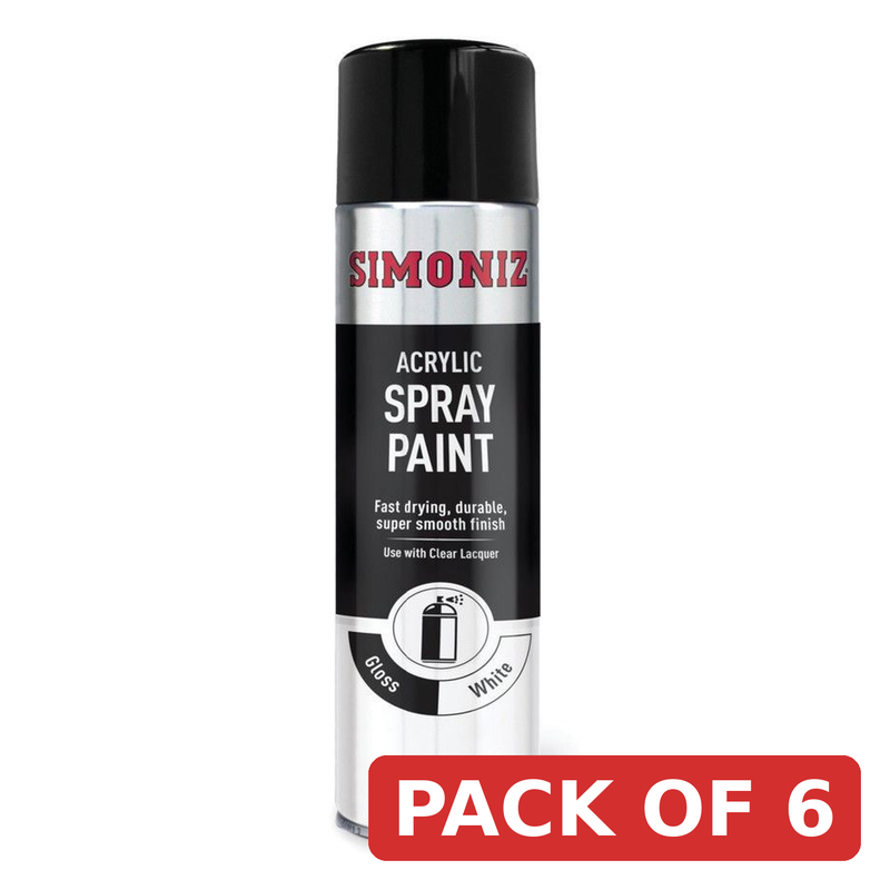 Simoniz Large Gloss White Acrylic Aerosol Spray Paint 500ml