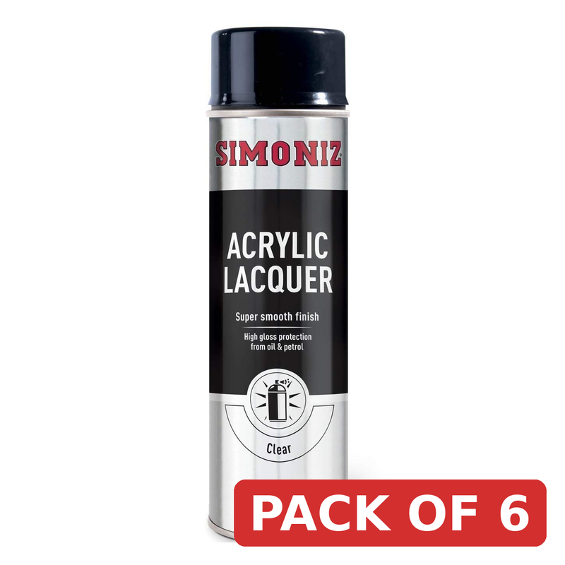 Simoniz Clear Acrylic Lacquer Spray Paint 500ml - High Gloss Finish