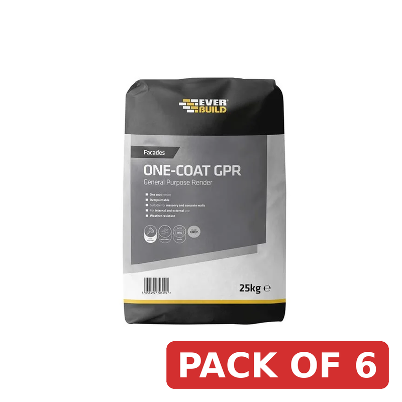 Everbuild Sika One-Coat General Purpose Render Grey 25kg - 636028