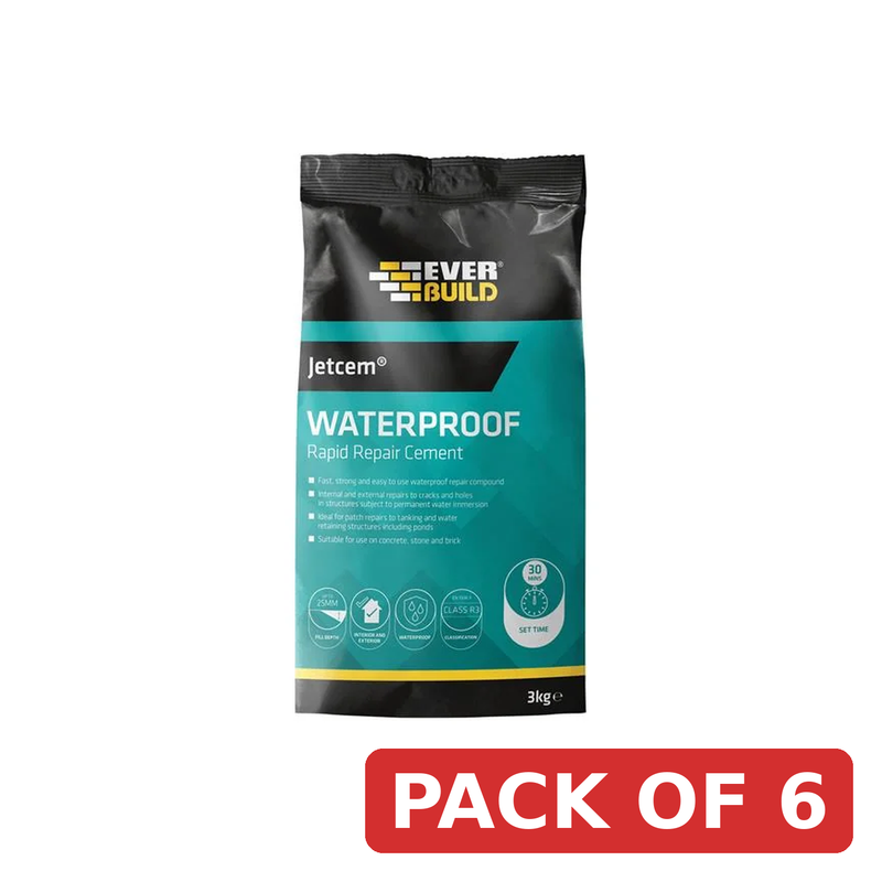 Everbuild Sika 4pc Jetcem Waterproofing Rapid Set Cement (Single 3kg Pack) kit