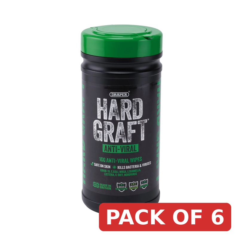 Hard Graft Anti-Viral Wipes Tub - Multi-Pack Options Available