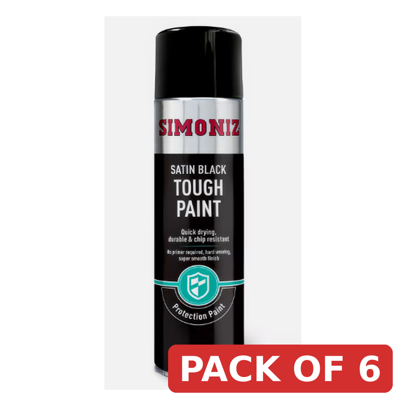 Simoniz Tough Satin Black Aerosol Spray Paint 500ml SIMVHT51D