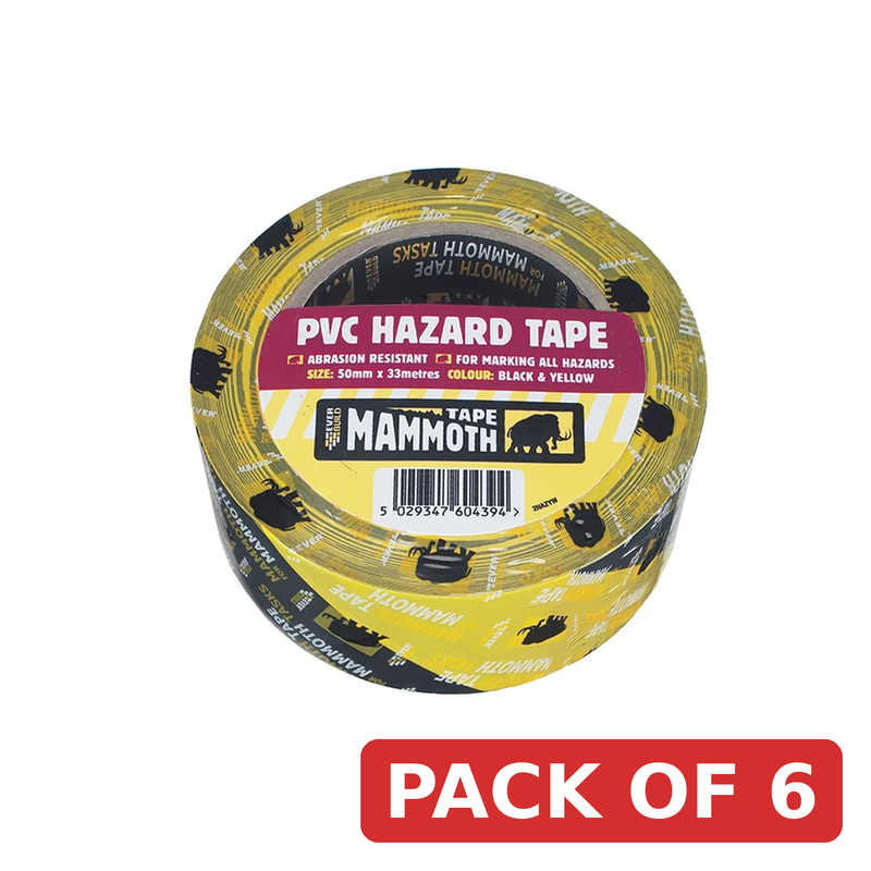 Everbuild Sika Mammoth Hazard Tape Black/Yellow 50mm x 33m - 488639