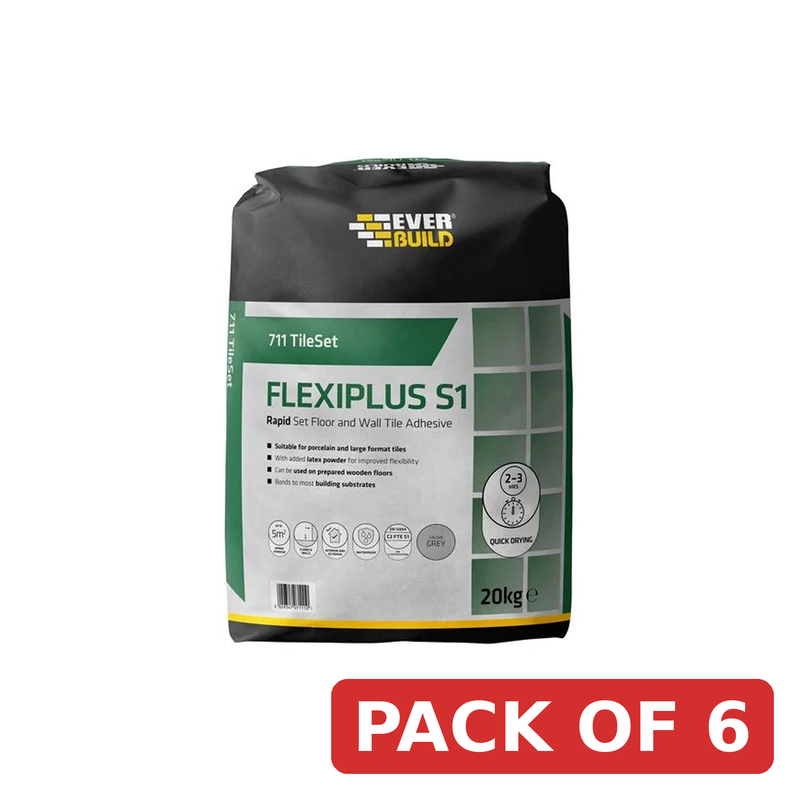 Everbuild Sika 711 TileSet Flexiplus Tile Adhesive Grey 20kg - 486660