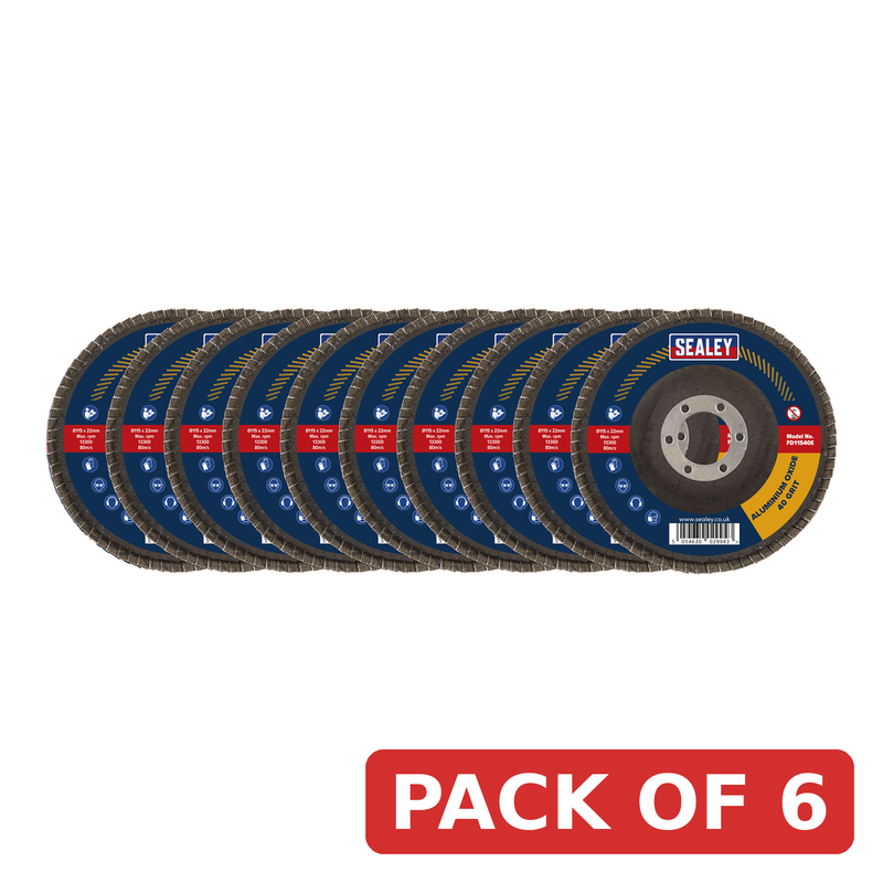 Sealey 115mm Aluminium Oxide Flap Discs 40Grit 22mm Bore - Pack of 10 UK Stock