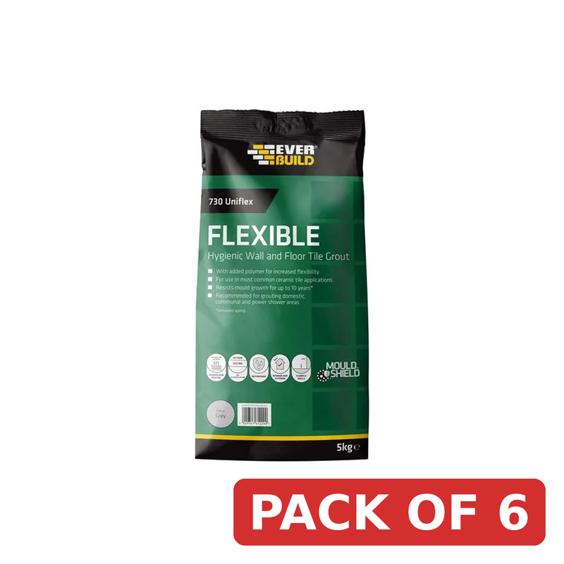 Everbuild Sika 730 Uniflex Hygienic Tile Grout Grey 5kg - 486465