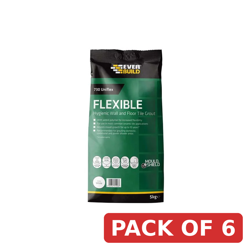 Everbuild Sika 730 Uniflex Hygienic Tile Grout White 5kg - 486468