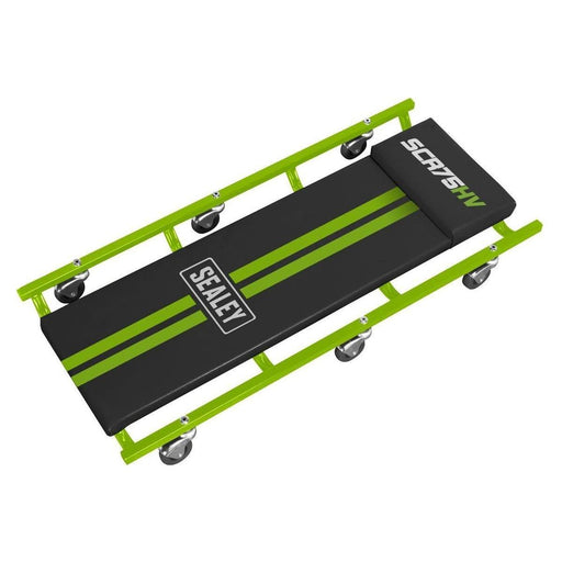 Sealey 36" Deluxe American-Style Creeper with Steel Frame & 6 Wheels Hi-Vis Gree Sealey  - Town Parts