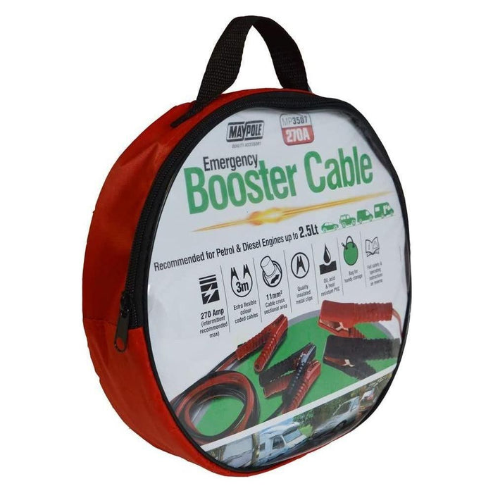 Maypole Jump Leads - Peak Output 270A - 11mm x 3m Maypole  - Town Parts