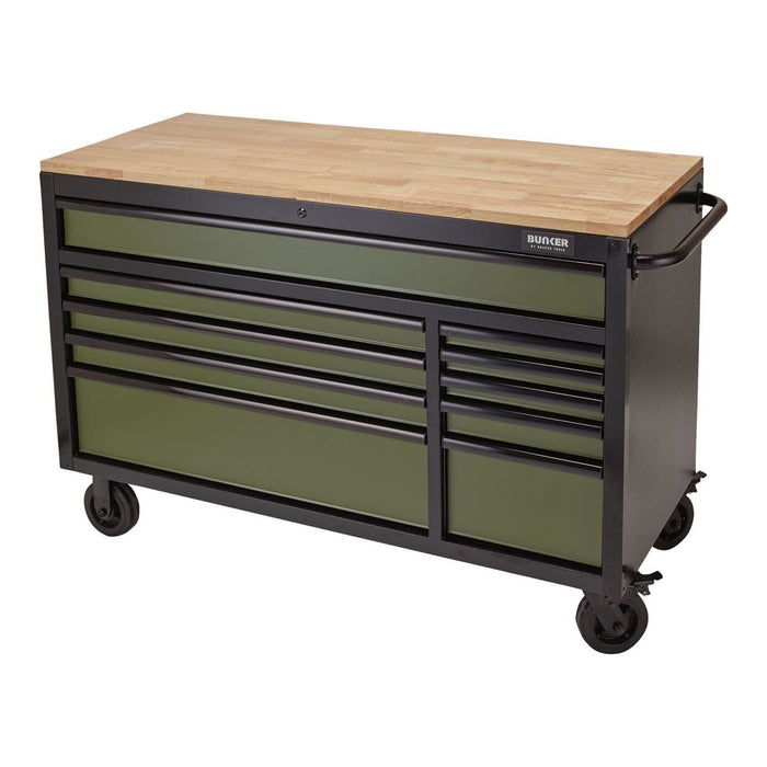 Draper BUNKER Workbench Roller Tool Cabinet, 10 Drawer, 56", Green 08236 Draper  - Town Parts
