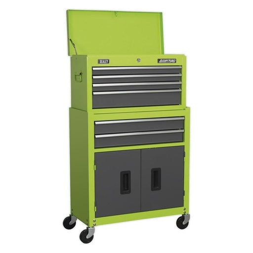 Sealey Topchest & Rollcab Combination 6 Drawer with Ball-Bearing Slides Hi-Vis G Sealey  - Town Parts