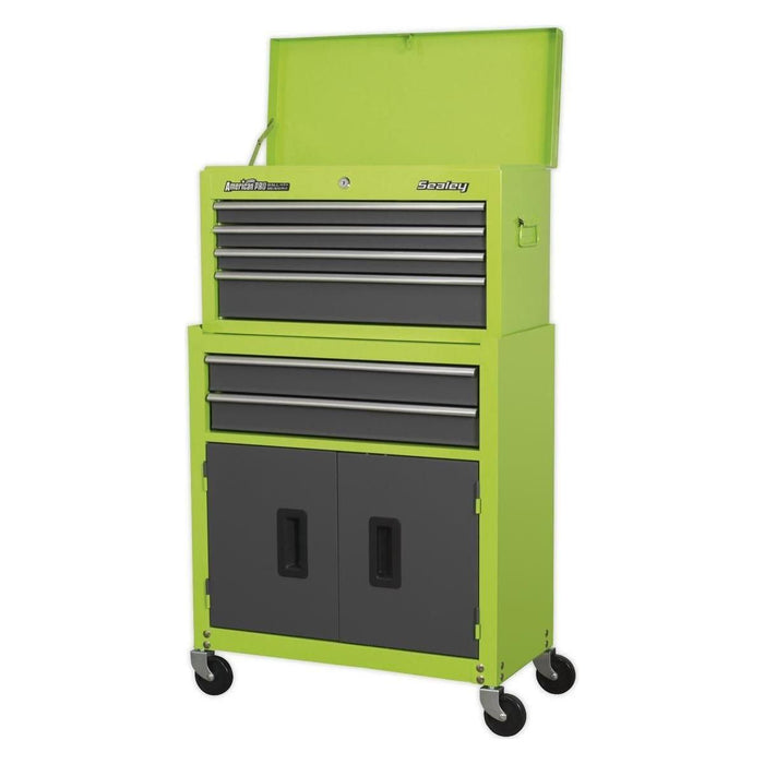 Sealey Topchest & Rollcab Combination 6 Drawer with Ball-Bearing Slides Hi-Vis G Sealey  - Town Parts