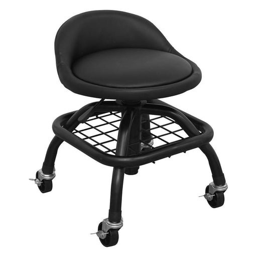 Sealey Creeper Stool Pneumatic with Adjustable Height Swivel Seat & Back Rest Sealey  - Town Parts