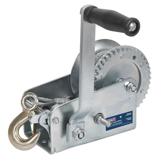 Sealey Geared Hand Winch 900kg Capacity with Cable GWC2000M Sealey  - Town Parts