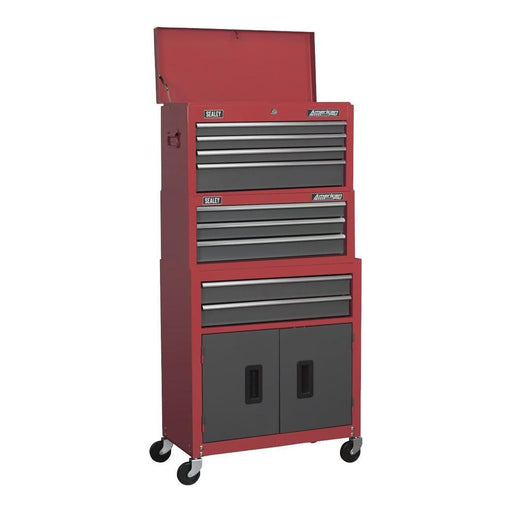 Sealey Topchest Mid-Box & Rollcab 9 Drawer Stack Red AP2200BBSTACK Sealey  - Town Parts