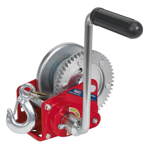 Sealey Geared Hand Winch with Brake & Cable 540kg Capacity GWC1200B Sealey  - Town Parts