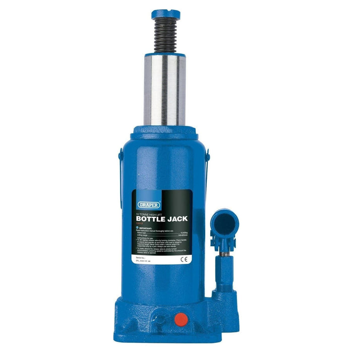 Draper High Lift Hydraulic Bottle Jack, 10 Tonne 13117 Draper  - Town Parts