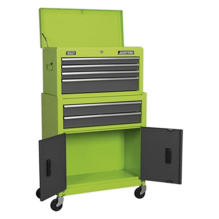 Sealey Topchest & Rollcab Combination 6 Drawer with Ball-Bearing Slides Hi-Vis G Sealey  - Town Parts
