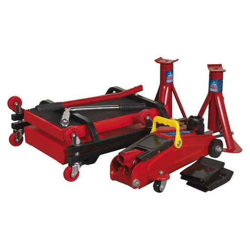 Sealey Lifting Kit 5pc 2 Tonne (Inc Jack AXLe Stands Creeper Chocks & Wrench) Sealey  - Town Parts