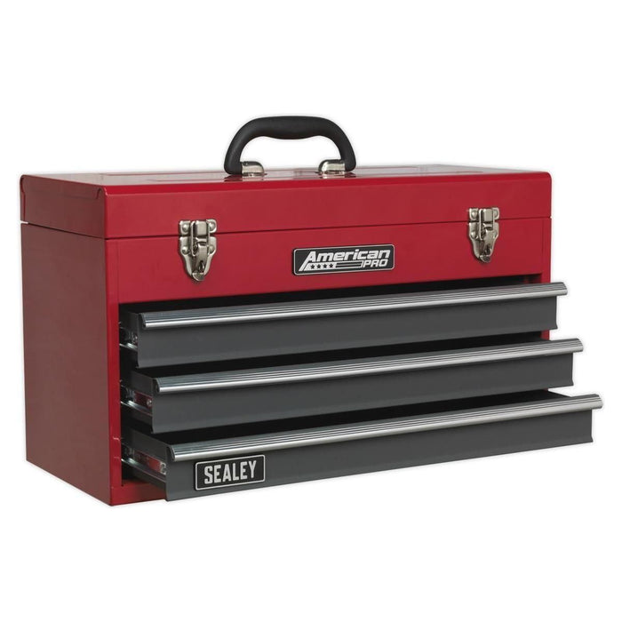 Sealey Tool Chest 3 Drawer Portable with Ball-Bearing Slides Red/Grey AP9243BB Sealey  - Town Parts