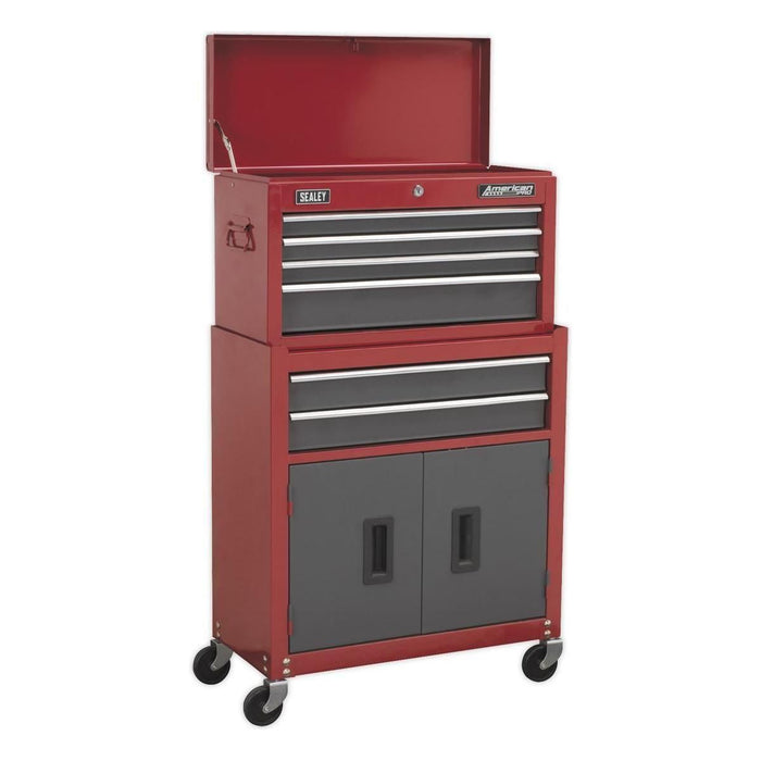 Sealey Topchest Mid-Box & Rollcab 9 Drawer Stack Red AP2200BBSTACK Sealey  - Town Parts