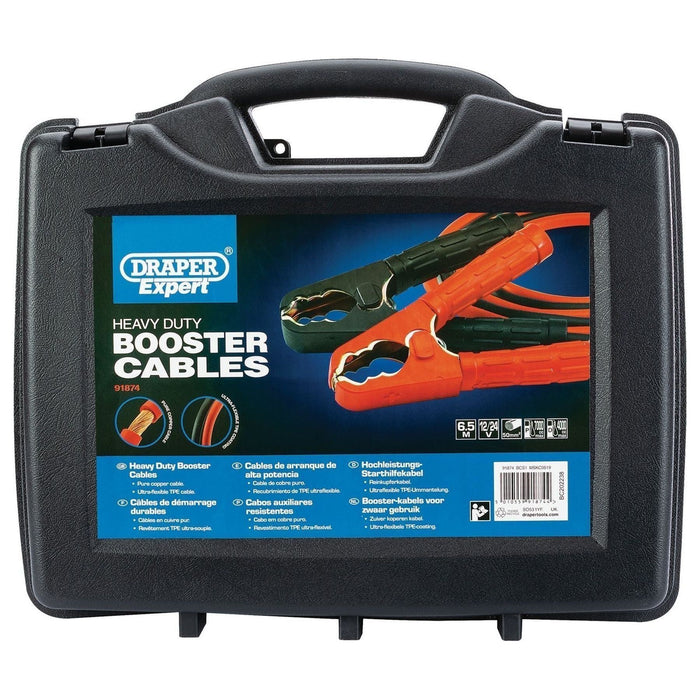 Draper Heavy Duty Booster Cables, 6.5m x 50mm&sup2; 91874 Draper  - Town Parts