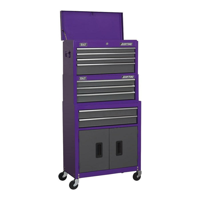 Sealey Topchest Mid-Box & Rollcab 9 Drawer Stack Purple AP2200BBCPSTACK Sealey  - Town Parts