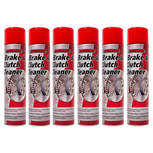 6 x Polygard Brake Clutch Cleaner Removes Oil Grease Dirt Degreaser Spray 600ml Polyguard  - Town Parts