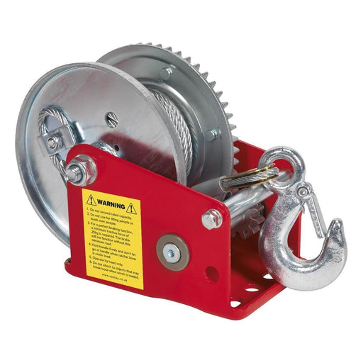 Sealey Geared Hand Winch with Brake & Cable 540kg Capacity GWC1200B Sealey  - Town Parts