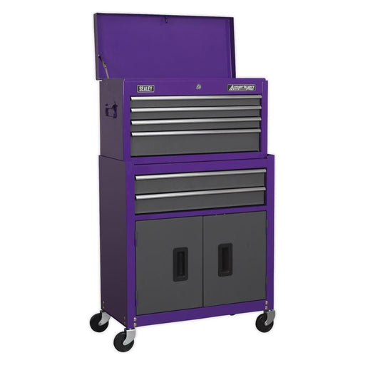 Sealey Topchest & Rollcab Combination 6 Drawer with Ball-Bearing Slides Purple/G Sealey  - Town Parts