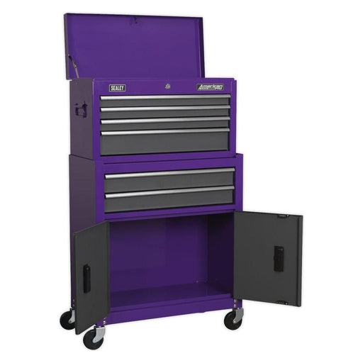 Sealey Topchest & Rollcab Combination 6 Drawer with Ball-Bearing Slides Purple/G Sealey  - Town Parts