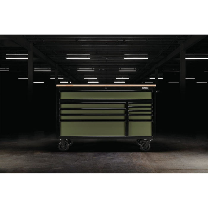 Draper BUNKER Workbench Roller Tool Cabinet, 10 Drawer, 56", Green 08236 Draper  - Town Parts